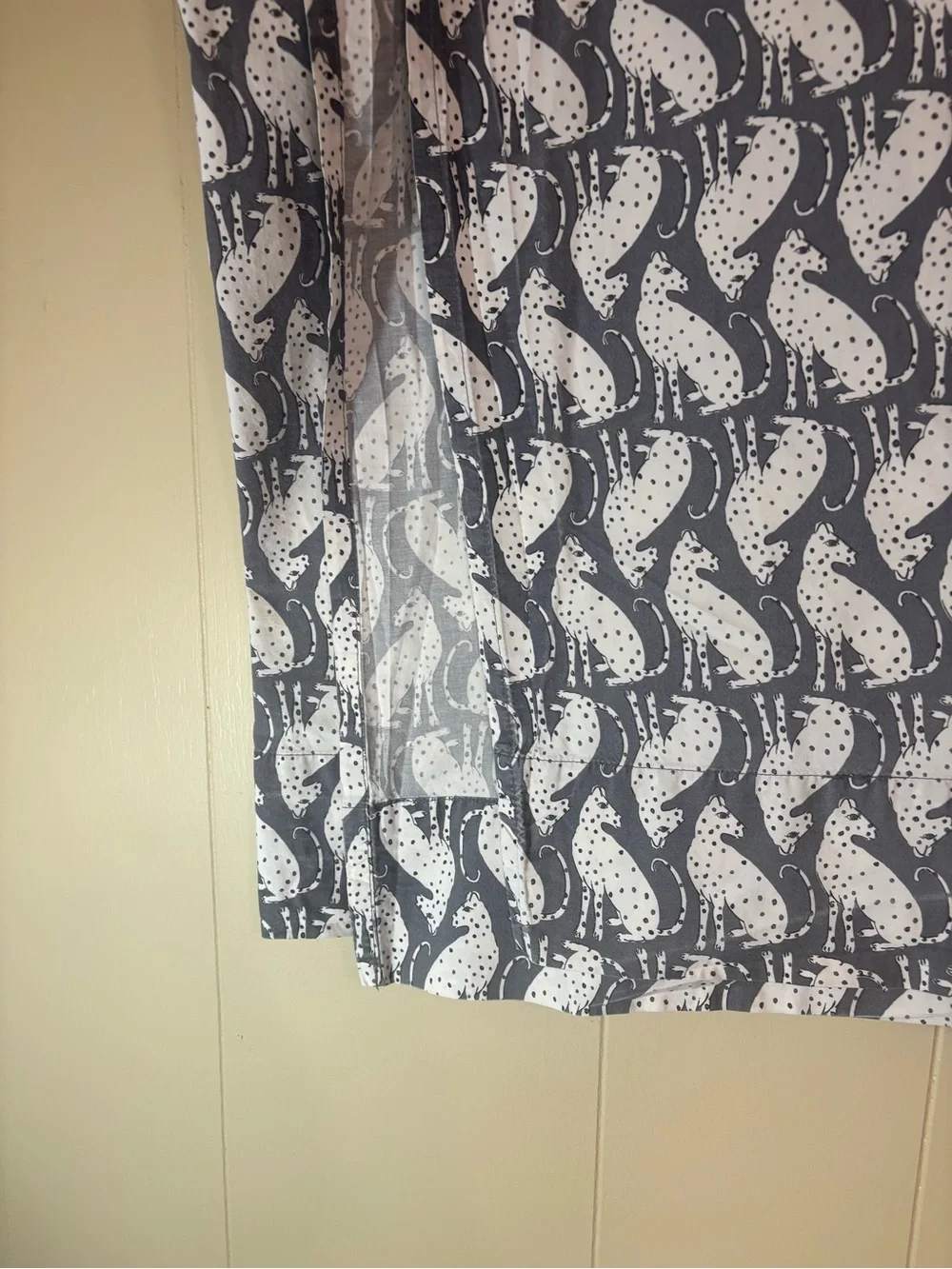 Anthropologie Gray and White Cat Motif Bedding Sheet